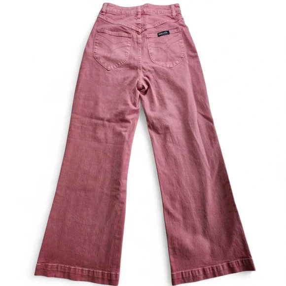 Rolla's Womens 25 Wide Leg High Rise Waisted Sailor Jeans Pink Blush Retro 27"IS - Picture 3 of 7